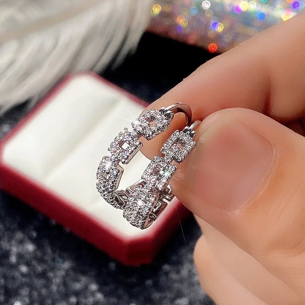 New Women’s Gold Plated Crystal Chopped Rhinestone Earrings - Picture 3 of 6